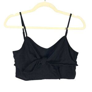 Aerie Black Adjustable Strap Tie-Front Crop Top Small NWT MSRP $40